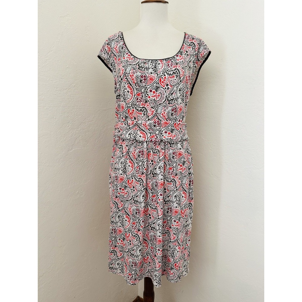 Boden Margot Dress Womens US 12 UK 16 Paisley Print Cotton Jersey Pockets Midi